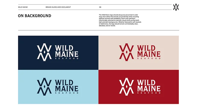 Wild Maine Seafood — Logotype on Backgrounds