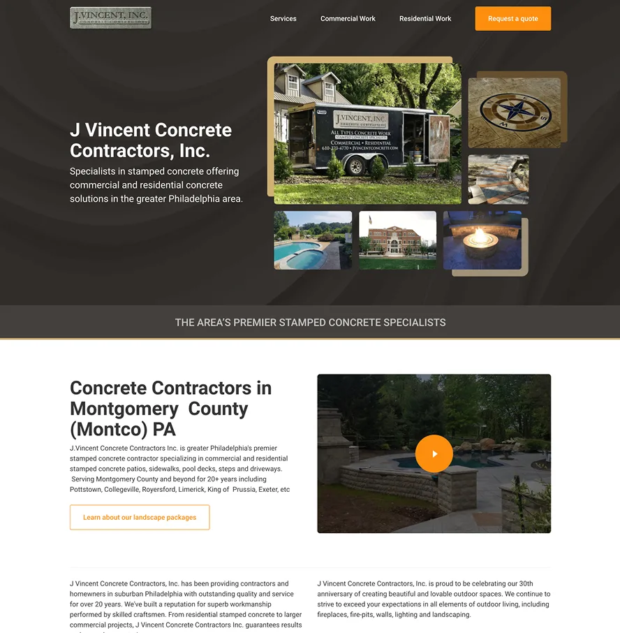 J Vincent Concrete website